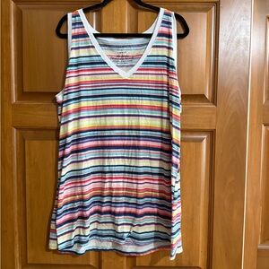 torrid Multicolor Striped V-Neck Tank - Yellow, Pink, Blue, Green, Black, Cream.